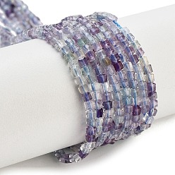Флюорит Природных красочные флюорита бисер нитей, граненый стол, вырезанный куб, 1.5~2.5x1.5~2.5x1.5~2 мм, отверстие : 0.4 мм, около 183~186 шт / нитка, 15.35~15.55'' (39~39.5 см)