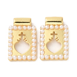 Клубника Подвески из латуни и акрила с жемчугом, долговечный, без кадмия и без свинца, прямоугольник амулеты, клубника, 16x10x3 мм, отверстие : 1.9 мм