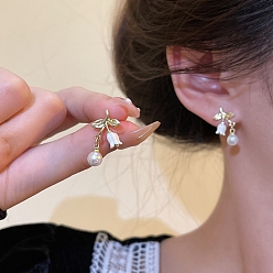 Flower Alloy Stud Earring, with Sterling Silver Pin and Plastic, Flower, 22mm
