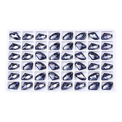 Bleu Ardoise Foncé 48 cabochons de strass en verre, accessoires nail art de décoration, facette, bleu ardoise foncé, 14x9x5mm
