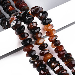 Седло Коричневый Природный агат бисер нитей, окрашенные, граненые, рондель, седло коричневый, 11~18x11~18x8~10 мм, отверстие : 1.2 мм, около 40~41 шт / нитка, 14.57~14.96 дюйм (37~38 см)
