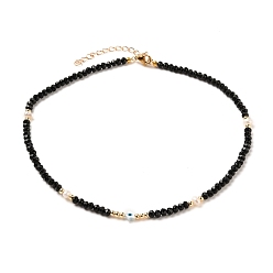 Malaysia Jade Star with Evil Eye Natural White Shell Beaded Necklaces, with Natural Malaysia Jade Beads, Pearl Beads, Brass Beads and 304 Stainless Steel Lobster Claw Clasps, 14.96 inch(38cm)