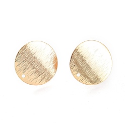 Real 18K Gold Plated Brass Stud Earring Findings,  with Ear Nuts, Earring Backs, Flat Round, Real 18K Gold Plated, 18.7x0.6mm, Hole: 1.4mm, Pin: 0.9mm