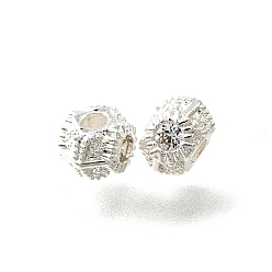 Посеребрённый Латунные микропаве прозрачные кубические бусины, полигоны и цветы, 925 серебро покрытием, 3.5x6x4.5 мм, отверстие : 1.5 мм