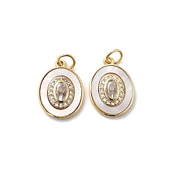 Настоящее золото 18K Латунные микро проложить кубического циркония подвески, овальные, с белой скорлупой, стойки покрытие, долговечный, без свинца и без кадмия, с целью перехода в кольце, реальный 18 k позолоченный, 16.5x12x3 мм, отверстие : 3 мм