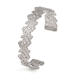 Нержавеющая Сталь Цвет Не тускнеет 304 браслеты-манжеты из нержавеющей стали с полым цветком для женщин, цвет нержавеющей стали, 5/8 дюйм (1.55 см), внутренний диаметр: 2-1/2 дюйм (6.25 см)