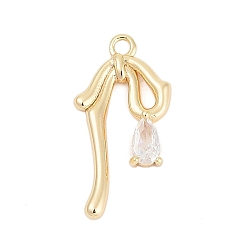 Золотой Латунные микро проложить кубического циркония подвески, бантом, прозрачные, золотые, 20x10x3 мм, отверстие : 1.5 мм