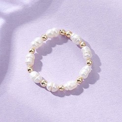 Rice Регулируемые кольца на палец из натурального культивированного пресноводного жемчуга для женщин, стрейч-кольца, рис, размер США 8 1/2 (18.5 мм)