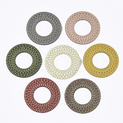 Mixed Color Acrylic Pendants, Imitation Woven Rattan Pattern, Donut, Mixed Color, 47x4.5mm, Hole: 1.8mm