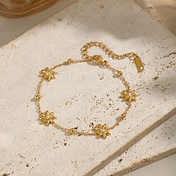 Настоящее золото 18K 304 Браслеты из нержавеющей стали с кристаллами и стразами для женщин, цветок, ионное покрытие (ip), без кадмия, без никеля и без свинца, реальный 18 k позолоченный, 6-1/2 дюйм (16.5 см)