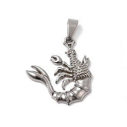 Креветка 304 подвески из нержавеющей стали, цвет нержавеющей стали, Cray, 27x25x4 мм, отверстие : 8x3.5 мм