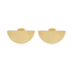 Half Round 304 находка серег из нержавеющей стали, реальный 18 k позолоченный, полукруглый, 10.5x21.5 мм, отверстие : 4 мм, штифты : 0.5 мм