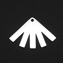 Нержавеющая Сталь Цвет Не тускнеющие 201 подвески из нержавеющей стали, лазерная резка, вентилятор, цвет нержавеющей стали, 18x26.5x1 мм, отверстие : 1.6 мм