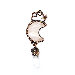 Хрусталь Природный кристалл кварца большие подвески, лунные обереги с граненой пулей, с красной медью, 79x22x9 мм