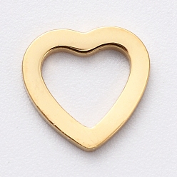 Золотой Вакуумное покрытие pvd 304 соединительные кольца из нержавеющей стали для изготовления ювелирных изделий, ручная полировка, сердце, золотые, 7x7x1 мм, внутренний диаметр: 4.5x4 мм