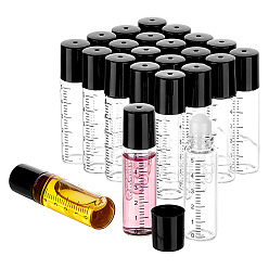 Clair Flacons roll-on portables en verre vides, avec capuchon en plastique, bouteille graduée rechargeable, clair, 1.5x5.7 cm, capacité: 5 ml (0.17 fl. oz)