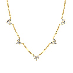 Настоящее золото 18K 925 Ожерелья из стерлингового серебра с прозрачным фианитом и цепочкой в виде сердца с кисточками для женщин, реальный 18 k позолоченный, 15.83 дюйм (40.2 см)