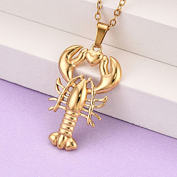 Настоящее золото 18K 304 подвесные из нержавеющей стали ожерелья, омар, ионное покрытие (ip), реальный 18 k позолоченный, 17.72~18.11 дюйм (45~46 см)