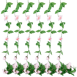 Pink Искусственный ротанг из роз, с пластиковым листом, для свадебного украшения дома, розовые, 2240 мм, 6 шт / комплект