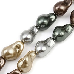 (52) Непрозрачная лаванда Гальванические стеклянные бусины, имитации жемчуга, самородки, разноцветные, 20~22x15~16 мм, отверстие : 1.2 мм, около 24 шт / нитка, 15.55~15.94'' (39.5~40.5 см)