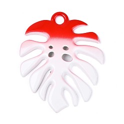 Красный Спрей окрашены сплава большие кулоны, лист, без кадмия, без никеля и без свинца, красные, 65x51x3 мм, отверстие : 5 мм