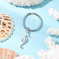 Sea Horse Океанская тема 304 брелки из нержавеющей стали, цвет нержавеющей стали, морской конек, 53 мм