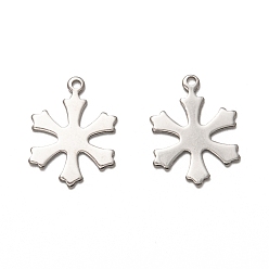 Stainless Steel Color Non-Tarnish 201 Stainless Steel Pendants, Laser Cut, Snowflake, for Christmas, Stainless Steel Color, 19.5x14.5x1mm, Hole: 1.4mm