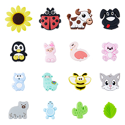 Mixed Shapes 16шт 16 стиль силиконовые бусины, изготовление ожерелий и браслетов своими руками, разнообразные, 24~39x17~38x5~10 мм, отверстие : 2~3 мм, 1 шт / стиль