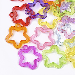 (52) Непрозрачная лаванда Прозрачные акриловые подвески, цветок, разноцветные, 32x30x5 мм, Отверстие : 3 мм , около 345 шт / 500 г