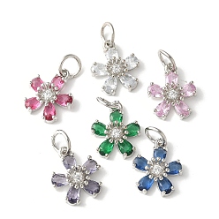 Платина Латунные микро проложить кубического циркония подвески, , стойки покрытие, прочное покрытие, без кадмия и без свинца, с целью перехода в кольце, платина, 14.5x12.5x4.5 мм, отверстие : 4.5 мм