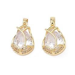 Золотой Латунные микро проложить кубического циркония подвески, , без свинца и без кадмия, долговечный, стойки покрытие, золотые, 18.5x13x7 мм, отверстие : 4.5x3.5 мм