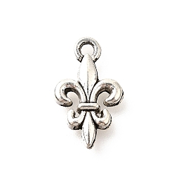 Античное Серебро Сплавочные подвески тибетского стиля, без кадмия и без свинца, талисманы из геральдической лилии, античное серебро, 16x10x2.5 мм, отверстие : 1.2 мм, Около 1350 шт / 1000 г