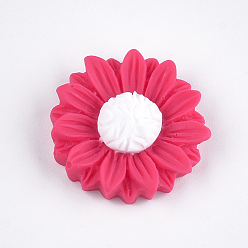 Темно-Розовый Кабошоны из смолы, подсолнечник, темно-розовыми, 24x7 мм