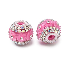 Темно-Розовый Блестящие смоляные бусины-цветы со стразами, причудливые бусины, с украшениями из акрила и искусственного жемчуга, для самодельных ручек и брелоков из бисера, темно-розовыми, 20x18 мм, отверстие : 3 мм