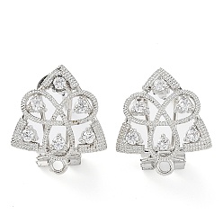 Platinum Hollow Trinity Knot Brass Micro Pave Cubic Zirconia Stud Earrings Finding, with Horizontal Loops, Cadmium Free & Lead Free, Platinum, 18x16mm, Hole: 1.5mm, Pin: 0.8mm