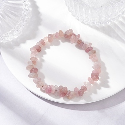 Розовый Кварц Браслеты из натурального мадагаскарского розового кварца, чип, внутренний диаметр: 1-3/4 дюйм (4.5 см)