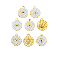 Плоский Круглый Кулон из нержавеющей стали с эмалью, амулеты от сглаза, плоско-круглые, 20x17x2 мм, отверстие : 1.5 мм