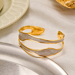 Золотой 304 из нержавеющей стали манжеты браслеты, широкие браслеты для женщин, с эмалью, золотые, 7/8 дюйм (2.25 см), внутренний диаметр: 2-1/8 дюйм (5.3 см)