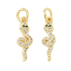 Настоящее золото 18K Латунные микро проложить кубического циркония подвески, без кадмия, без никеля и без свинца, змеиные чары, с целью перехода в кольце, реальный 18 k позолоченный, 17x5.5x3 мм, отверстие : 3.5 мм