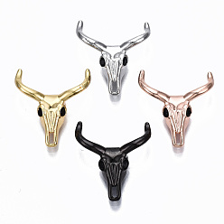 (52) Непрозрачная лаванда Латунь микропаве черный кубический цирконий, без кадмия и без свинца, крупный рогатый скот черепа, разноцветные, 20x18.5x5 мм, отверстие : 1.5 мм