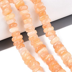 Sandy Brown Dyed Natural Quartz Beads Strands, Nuggets, Heishi Beads, Sandy Brown, 6~13x6~13x3~6mm, Hole: 1~1.2mm, about 80~86pcs/strand, 14.37~15.75 inch(36.5~40cm)