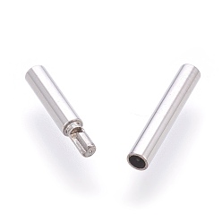 Stainless Steel Color 304 Stainless Steel Bayonet Clasps, Tube, Stainless Steel Color, 20x2mm, Hole: 1.2mm