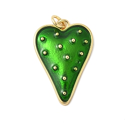 Настоящее золото 18K Латунь эмаль подвески, шарма сердца, с целью перехода в кольце, стойки покрытие, без свинца и без кадмия, долговечный, реальный 18 k позолоченный, 26x17.5x3.5 мм, отверстие : 3.4 мм