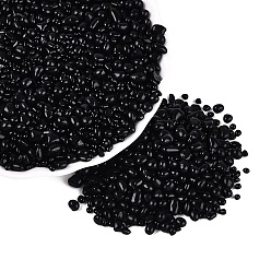 Black Baking Paint Glass Seed Beads, No Hole Beads, Imitation Cobblestone, Black, 1~8x1~5x1~4mm, about 6521pcs/Pound