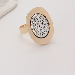 Золотой Кольца для женщин с геометрическим узором из цинкового сплава и жемчугом, овальные, золотые, внутренний диаметр: регулируемый