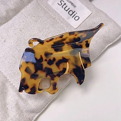 (932FM) Темно-синий аква-матовый с подкладкой Заколки для волос из ацетата целлюлозы (смолы) в виде когтей леопард, темно-золотистые, 90x55 мм