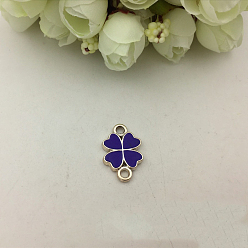 Полуночно-синий Соединители ccb пластиковые ссылки, с эмалью, золотые, клевер, темно-синий, 22x14.5x3 мм