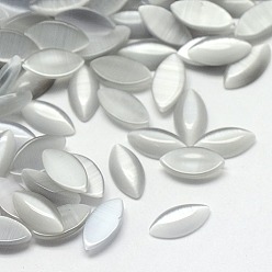 WhiteSmoke Cat Eye Cabochons, Horse Eye, WhiteSmoke, 15x7x2.5mm