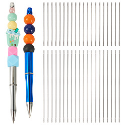 Нержавеющая Сталь Цвет 50 шт. 2 стили 201 выдвижной штифт для шариковой ручки из нержавеющей стали, цвет нержавеющей стали, 77~117x1.5 мм