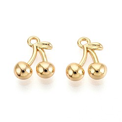 Настоящее золото 18K Латунь прелести, вишня, без никеля , долговечный, реальный 18 k позолоченный, 11.5x9.5x3.5 мм, отверстие : 1.4 мм